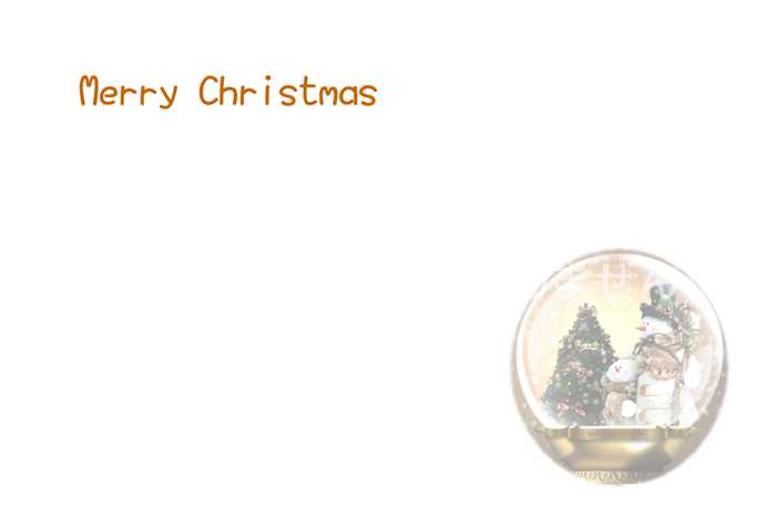 【クリスマスのポストカード】「Merry Christmas 」雪だるまが薄く入っている葉書 はがきハガキ