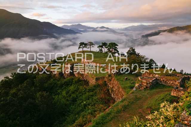 兵庫県 朝来市和田山町　雲上の竹田城跡のポストカード葉書はが