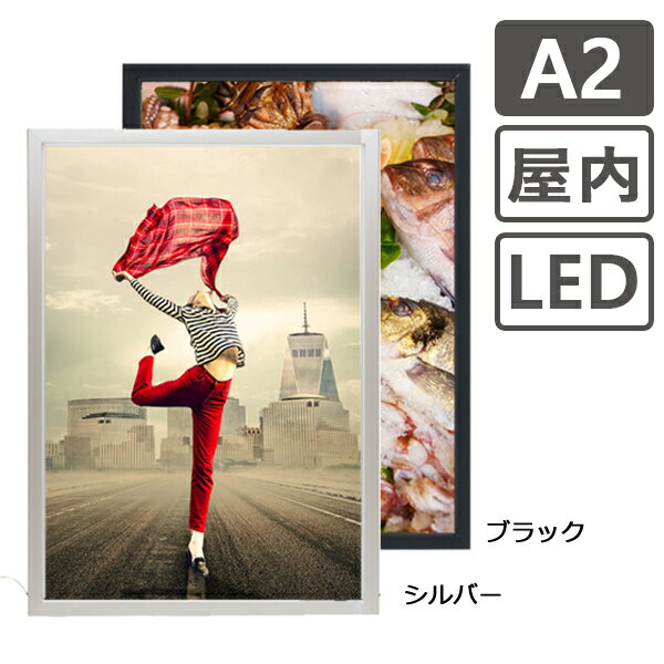 LED パネル A2（420×594mm）屋内用 イージーライトパネル ver2.0 / ポスターフレーム アルミフレーム 額縁 バックライトフィルム 看板 前開き 軽量 飲食店 アミューズメント パチンコ 店舗 葬儀 おしゃれ | フレーム 店舗用 カフェ ポスターパネル ポスター フレームパネル