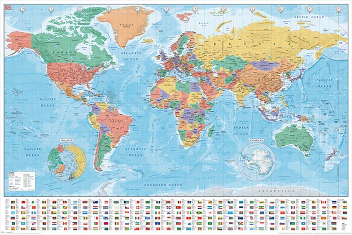 世界地図 ポスター　World Map (61cm x 91.5cm)【211025】