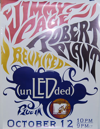 ジミー・ペイジ ヴィンテージ　プロモーショナル ポスター ロバート・プラントJimmy Page & Robert Plant Unledded film on MTV (un LED ded)