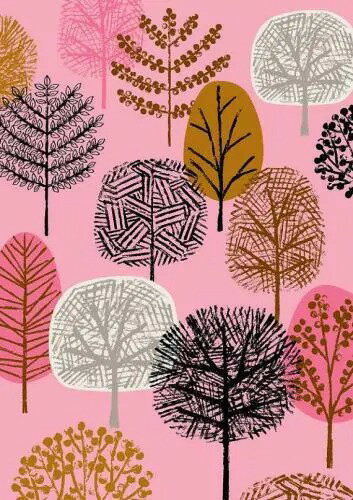 ELOISE RENOUFNEW FOREST PINKA3 アートプリント/ポスター 北欧テキスタイル～インテリア・ファンにもオススメのUKノッティンガムの女性アーティストによる美しいアートプリント。 雲や雨のデザイン、ツリーやリーフ、鳥...