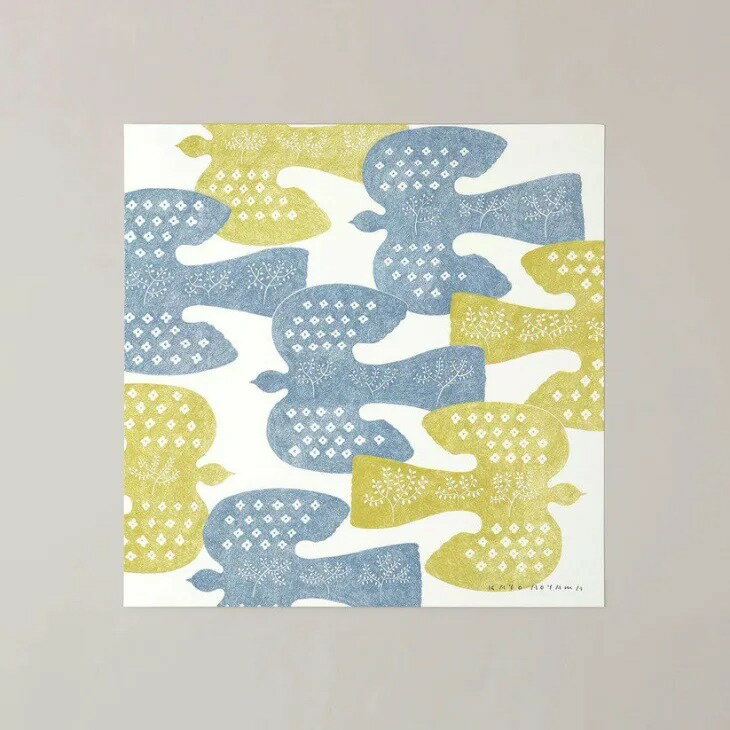 Posters （Art） - 【30x30cm】a good view - FOLK BIRDS (light blue) 北欧 アートポスター 青山佳世 KAYO AOYAMA