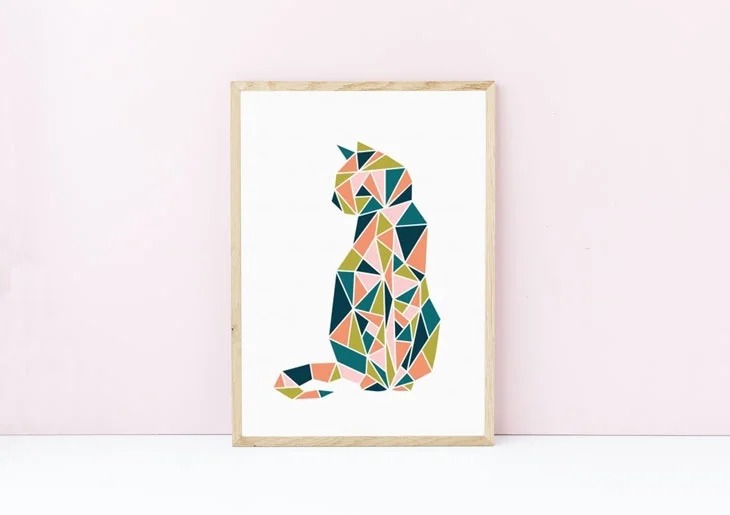 【A3】LOVELY POSTERS - GEOMETRIC CAT PRINT アートプリント/ポスター 北欧 シン...