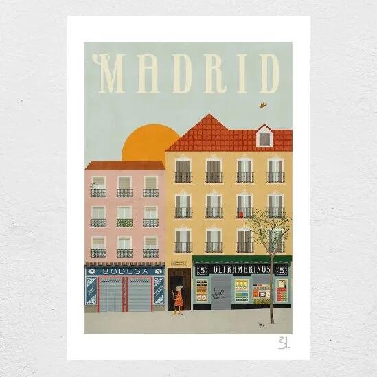 【A3】BLANCA GOMEZ - MADRID アートプリント/ポスター 北欧 スペイン イラスト ブランカゴメス