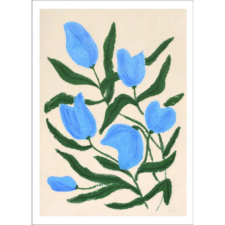 Rakuten - 【A3】Camilla Bergqvist - Blue Tulips アートポスター 北欧 デンマーク イラスト 花 フラワー ボタニカル