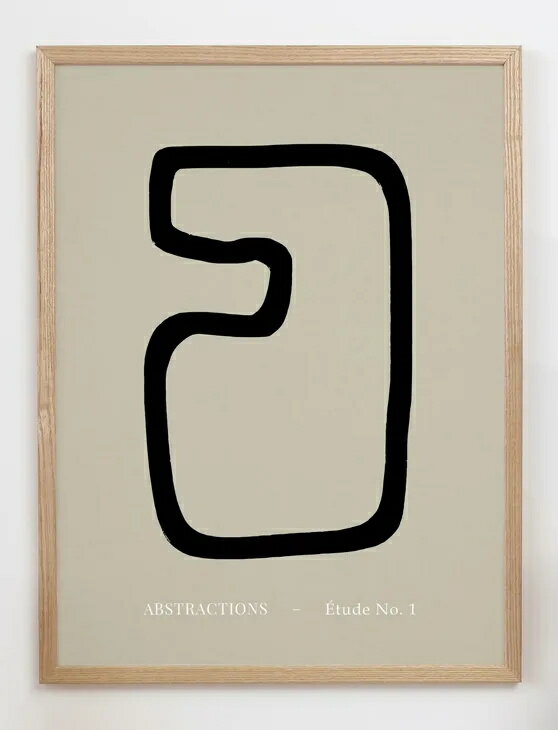 Rakuten - 【30x40cm】CARO CARO PRINTS - Abstract Black Beige Art Print (GMTC-3201) アートプリント/アートポスター 北欧 アブストラクト
