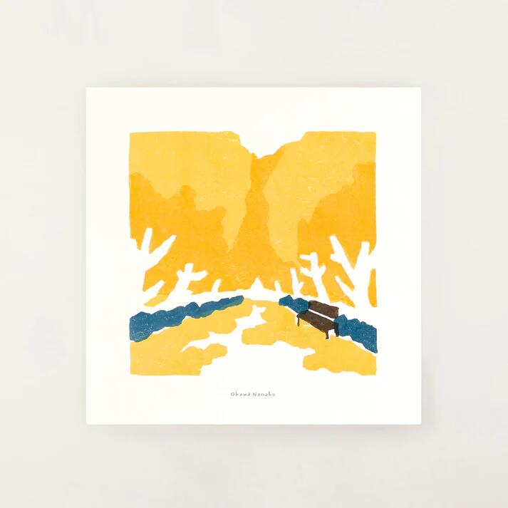 【30x30cm】a good view - 銀杏並木 北欧 アートポスター おしゃれ リビング 大川菜々子