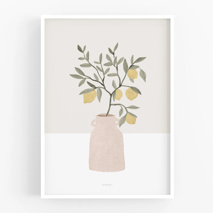 y50x70cmzMICUSH - POTTERY AND FLOWERS - LEMON BRANCH (AP154) (50x70cm) | A[gvg |X^[ Vv CeA  