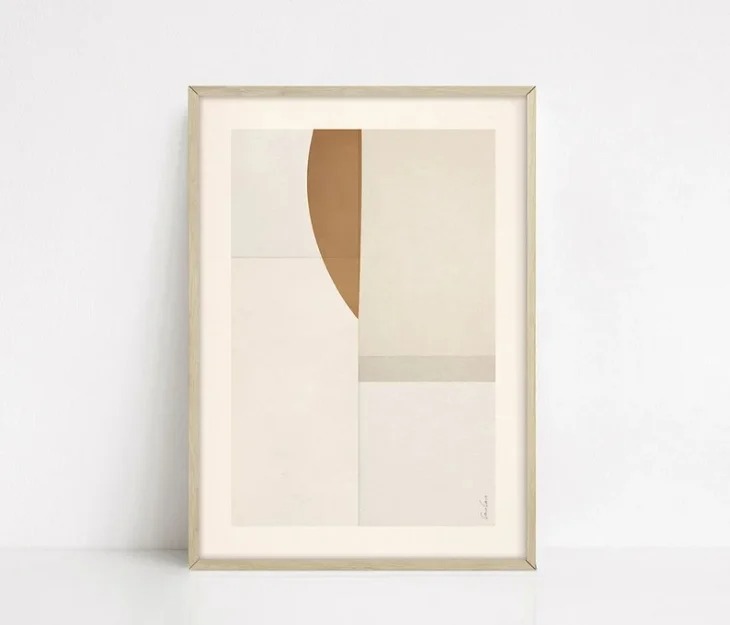 【30x40cm】CARO CARO PRINTS - Cream & Brown Textured Art Print (MNLT-09) (30x40cm) | アートプリント アートポスター 北欧