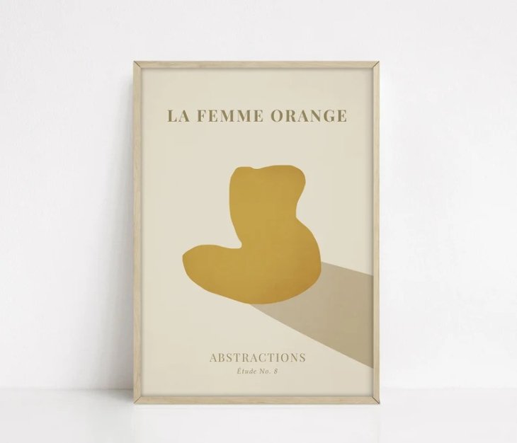 【50x70cm】CARO CARO PRINTS - Orange Nude Art Print (FGRT-03) | アートプリント/アートポスター 北欧 アブストラクト