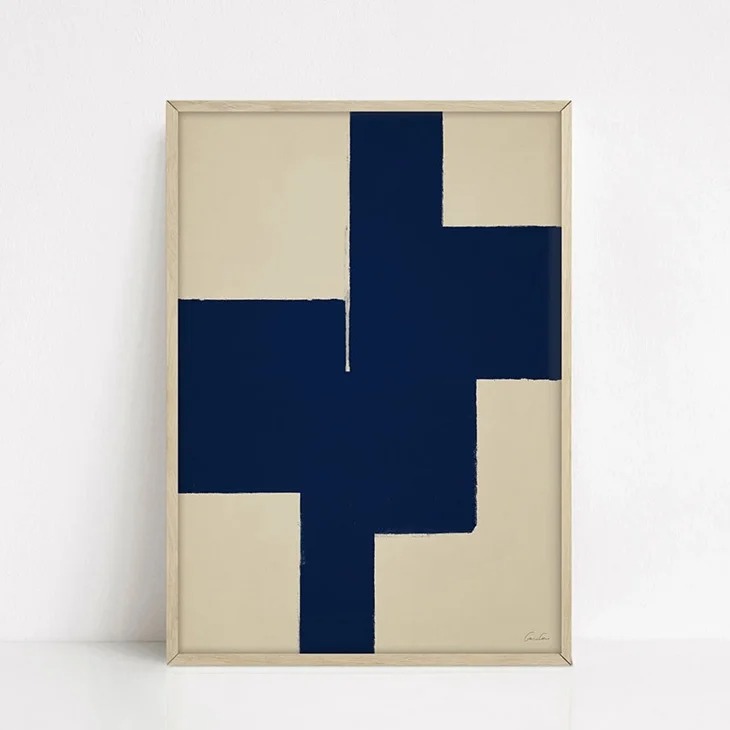 【50x70cm】CARO CARO PRINTS - Navy Blue Art Print (ABST-24) アートプリント/アートポスター 北欧 ..