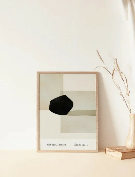 【30x40cm】CARO CARO PRINTS - Beige & Black Art Print (GMTC-6301) アートプリ...