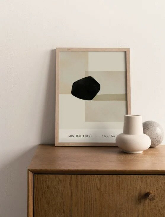 【30x40cm】CARO CARO PRINTS - Beige & Black Art Print (GMTC-6301) アートプリ...
