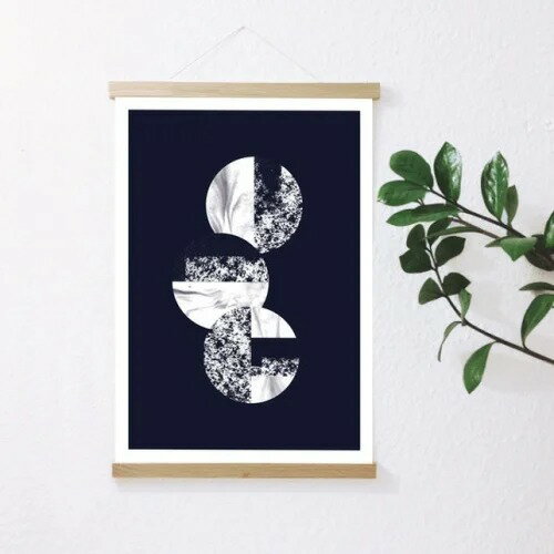 【A4】LACE & STRIPES - CIRCLES II PRINT (blue) アートプリント / ポスター メール便送料無料 北欧 ..