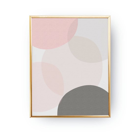 LOVELY POSTERS | PINK GRAY PASTEL CIRCLES PRINT | A5 アートプリント/ポスター【北欧 インテリア シンプル】