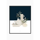 y30x40cmzMICUSH - POTTERY AND FLOWERS ART PRINT (dark blue) (AP119) | A[gvg |X^[ Vv CeA 