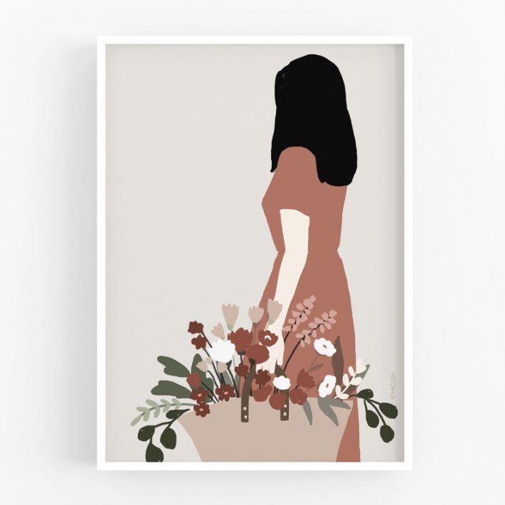 y30x40cmzMICUSH - FLOWER LADY - FLOWER BASKET ART PRINT (AP135) | A[gvg |X^[ Vv CeA 