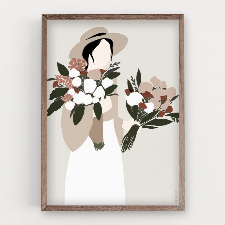 y30x40cmzMICUSH - FLOWER LADY - HAT LADY ART PRINT (AP136) | A[gvg |X^[ Vv CeA 