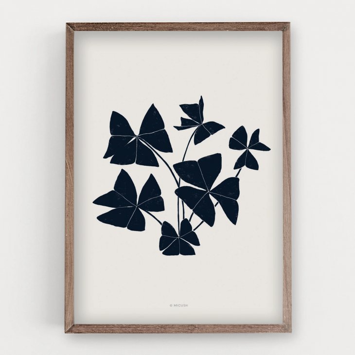 Rakuten - 【30x40cm】MICUSH - BOTANICAL SILHOUETTE - FALSE SHAMROCK ART PRINT (AP148) | アートプリント ポスター シンプル インテリア おしゃれ