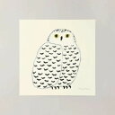 【30x30cm】a good view - シロフクロウ (ivory) 北欧 アートポスター