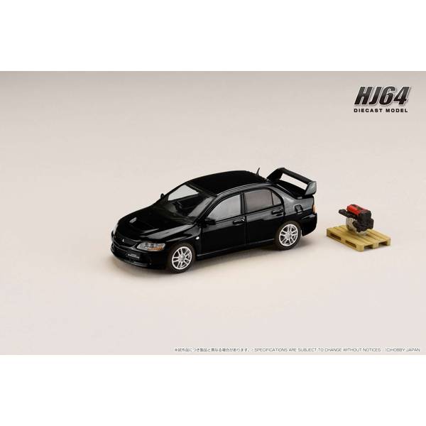 ホビージャパン 1/64 ミツビシ ランサーエボリューション9 GSR エンジンディスプレイモデル付き ブラックマイカ 完成品ミニカー HJ645054BK