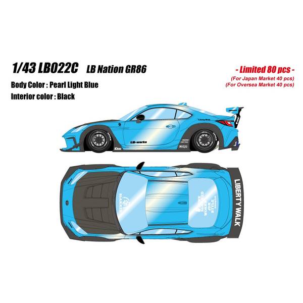 アイドロン 1/43 トヨタ GR86 LB Nation パールライトブルー 完成品ミニカー LB022C