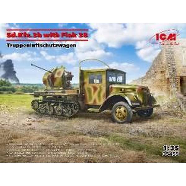 樂天商城 - ICM 1/35 ドイツ Sd.Kfz.3b w/ Flak 38 AA Gun スケールモデル 35455
