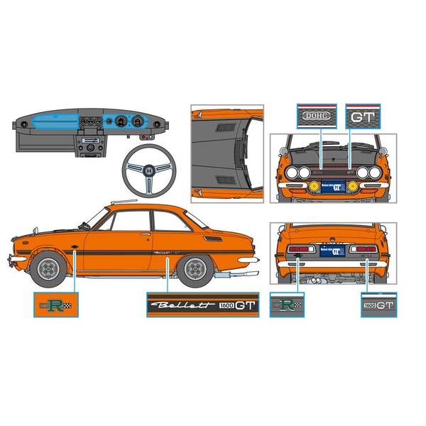 精密感を高めるディテールアップパーツ追加！ボディーパーツカラーはオレンジ。窓の塗り分けシールが付属します。エッチング部品フロントグリルメッシュエンブレムワイパーナンバープレートステアリングスポーク他Licensed by ISUZUメーカー...