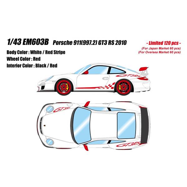 Rakuten - アイドロン 1/43 ポルシェ 911 997.2 GT3 RS 2010 ホワイト/レッドストライプ 完成品ミニカー EM603B
