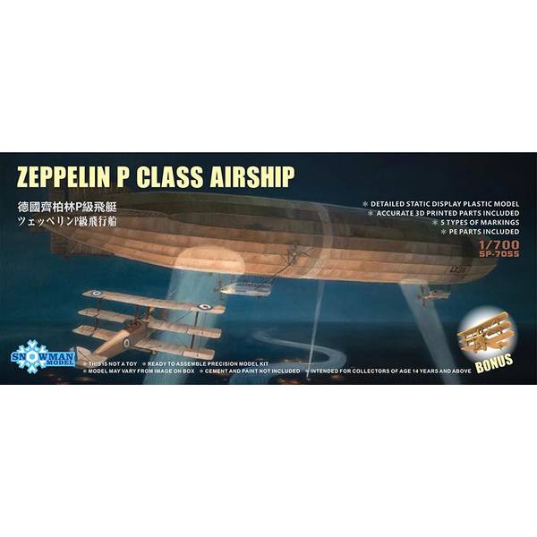 スノーマンモデル 1/700 独ツェペリン飛行船P級1915年+N500英軍三葉機2機 スケールモデル SP70055