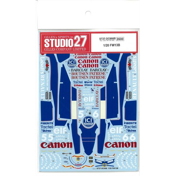 スタジオ27 1/20 FW13B 1989 デカール 模型用グッズ DC866B