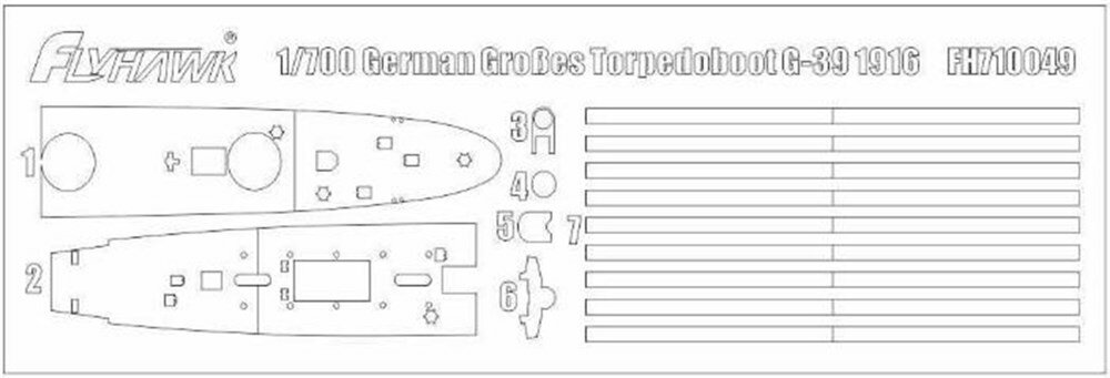 フライホークモデル 1/700 第一次大戦 ドイツ海軍大型水雷艇 G39 1916年 マスキングシート (フライホークモデル用) 模型用グッズ FLYFH710049
