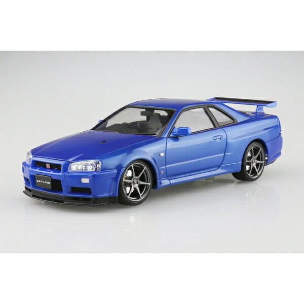 アオシマ 1/24 プリペイントモデル No.03-A ニッサン BNR34 スカイライン GT-R V・spec II '00 ベイサイドブルー スケールモデル 4905083065570