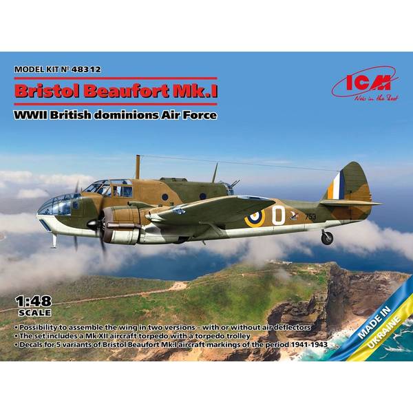 ICM 1/48 イギリス領空軍 ブリストルボーフォート Mk.I スケールモデル 48312