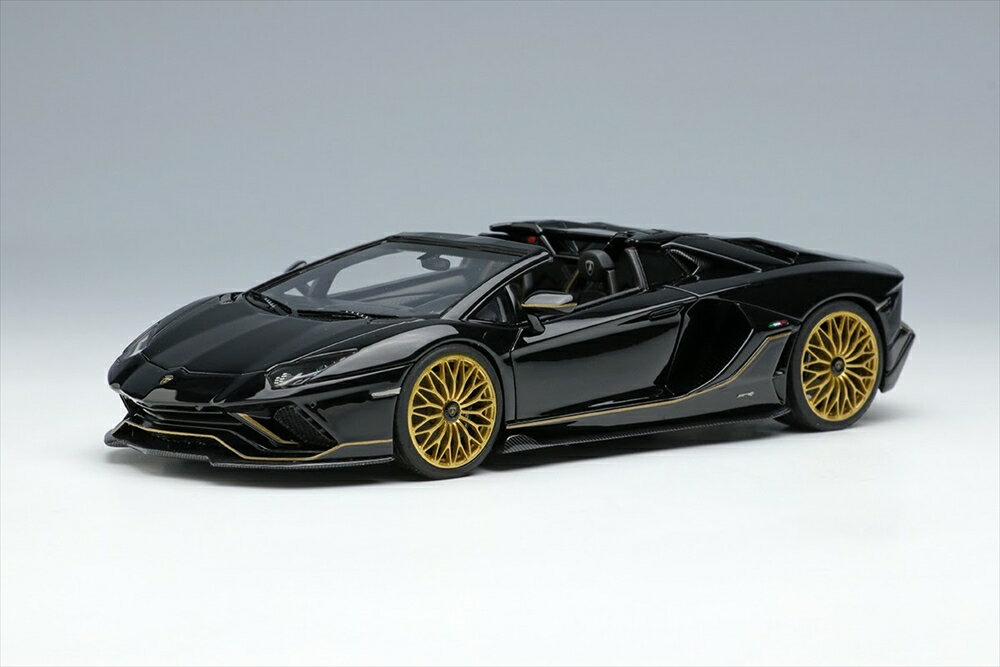 アイドロン コレクション 1/43 ランボルギーニ アヴェンタドール LP780-4 ウルティメ ロードスター 2021 ブラック 完成品ミニカー EM637E