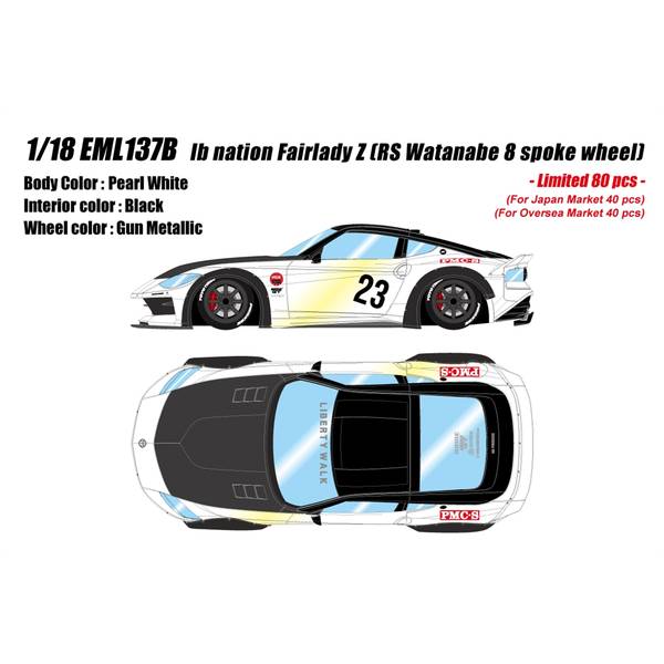 樂天商城 - アイドロン 1/18 lb nation ニッサン フェアレディZ RZ34 RS ワタナベ 8スポークホイール パールホワイト 完成品ミニカー EML137B