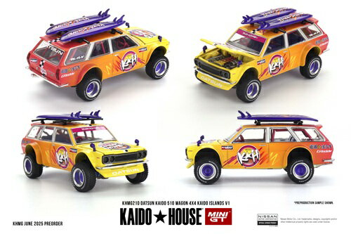 樂天商城 - MINI GT 1/64 ニッサン ダットサン 510 ワゴン 4x4 Kaido ISLANDS V1 右ハンドル仕様 完成品ミニカー KHMG210