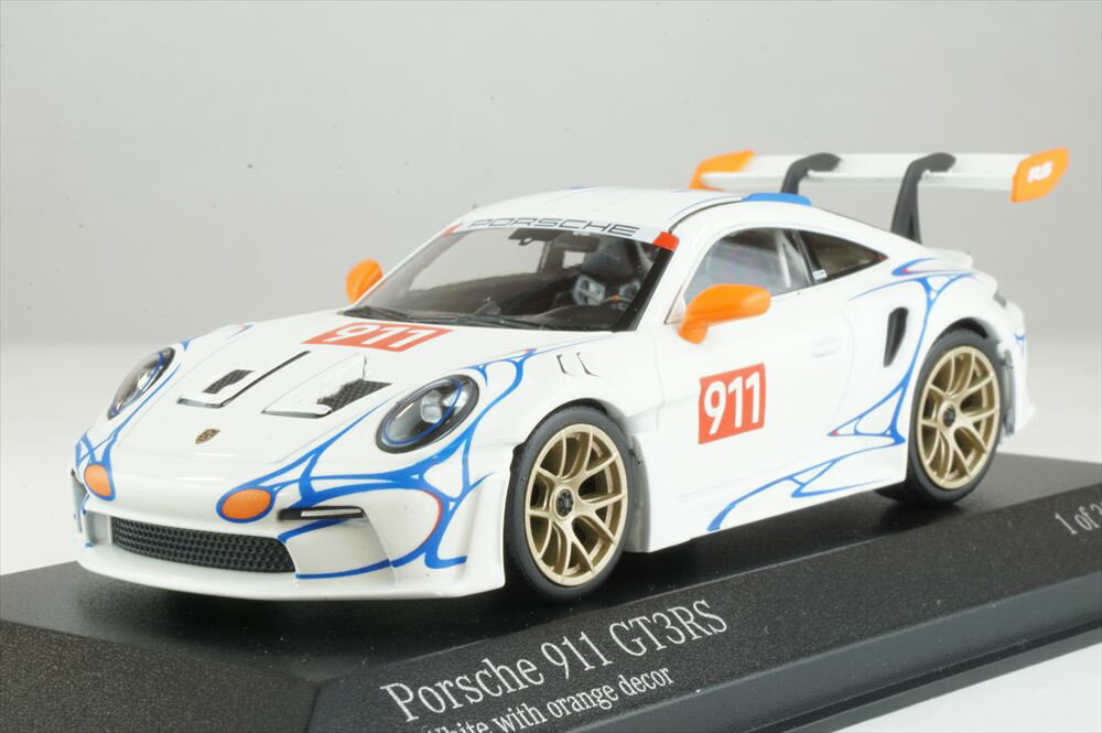 樂天商城 - ミニチャンプス 1/43 ポルシェ 911 992 GT3RS 2023 ホワイト/オレンジデコレーション 完成品ミニカー 410062115
