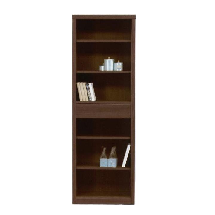 【幅60センチ すき間収納】スリムなトールラック 本棚 完成品 ディスプレイラック ブラウン 縦長 スリ..