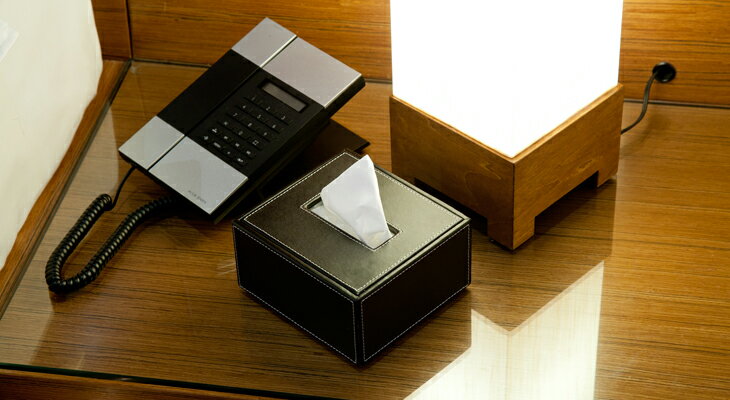 ハーフティッシュケース レザー調 黒色 W120×D140×H70mm エアファクトリー