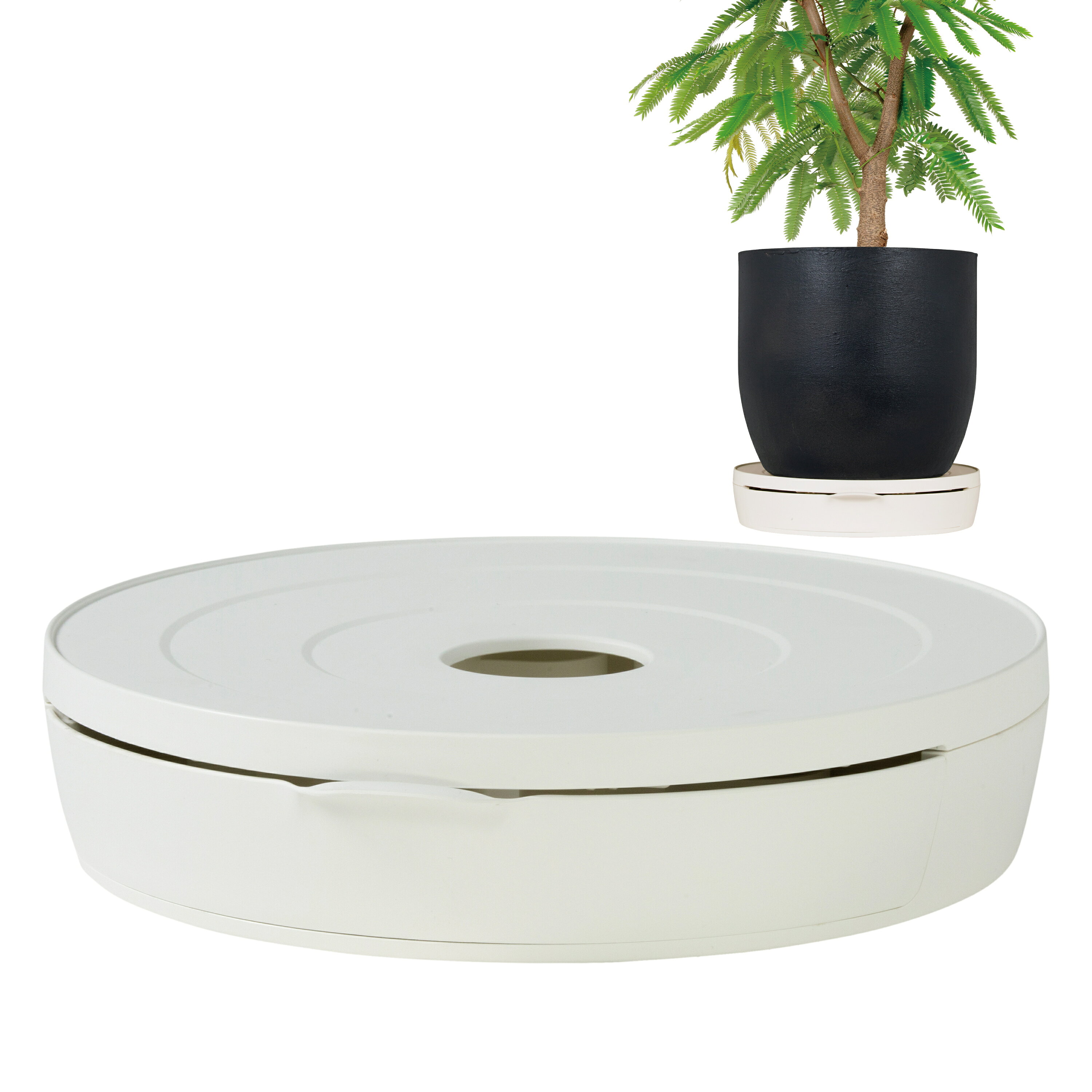【オープン記念クーポン】 ポットキーパー 鉢皿 受け皿 大型 観葉植物 植木鉢 受皿 8号 10号 12号 鉢底28cm対応 排水トレイ付 植木鉢台 花台 フラワースタンド プランタースタンド 水受け 水捨て簡単 根腐れ対策 室内 床置き トレイを引き出すだけ 床を汚さない