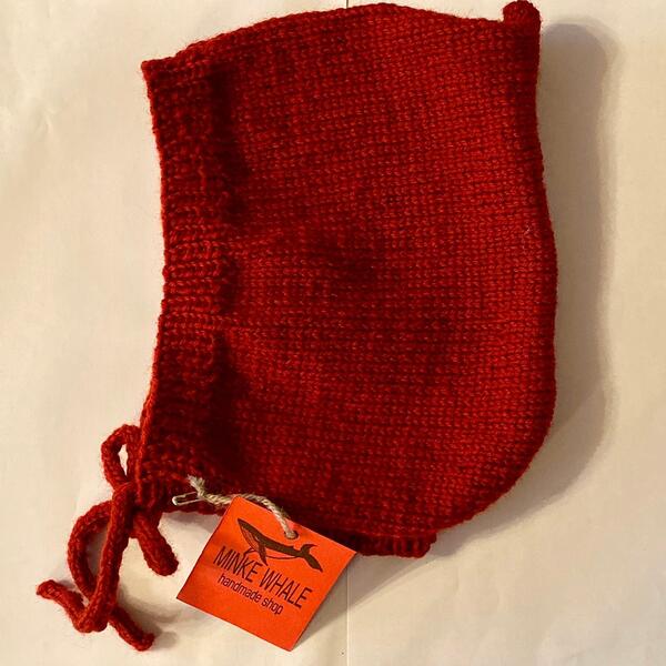 つんつん帽子　ニット帽　濃い赤　ダークレッド　キッズ　ハンドメイド　手作り　手編み　あったか