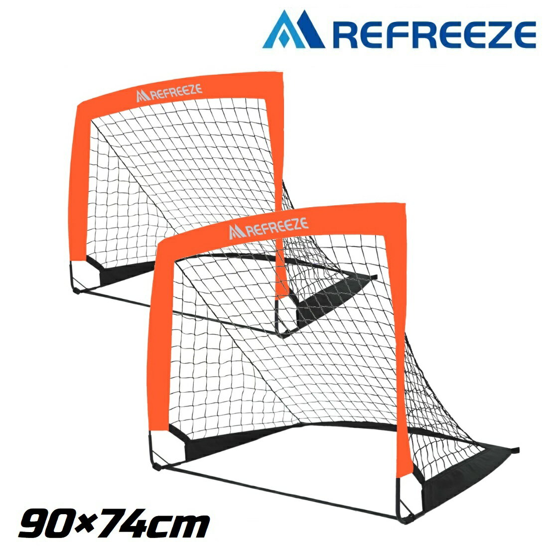 REFREEZE リフリーズ 90 74cm 折りたたみ サッカーゴール オレンジ 2個セット 収納バッグ付き 室内 屋外兼用 ポータブル ポップアップ サッカーゴール 折りたたみ ゴール 子供 サッカー フット…