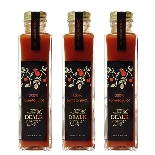 デアルケ 200%トマトジュース 所さんお届けモノです！紹介　サミットボトル150ml×3本セット　極上濃厚トマトジュースのサムネイル