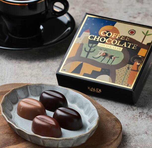 「マイルドカルディ」を使ったオリジナルのコーヒーチョコレートです。ブラック、エスプレッソ、カフェラテ、キャラメルマキアートの4種類の味わいをお楽しみにいただけます。 内容量 4個（ブラック・エスプレッソ・カフェラテ・キャラメルマキアート 各...