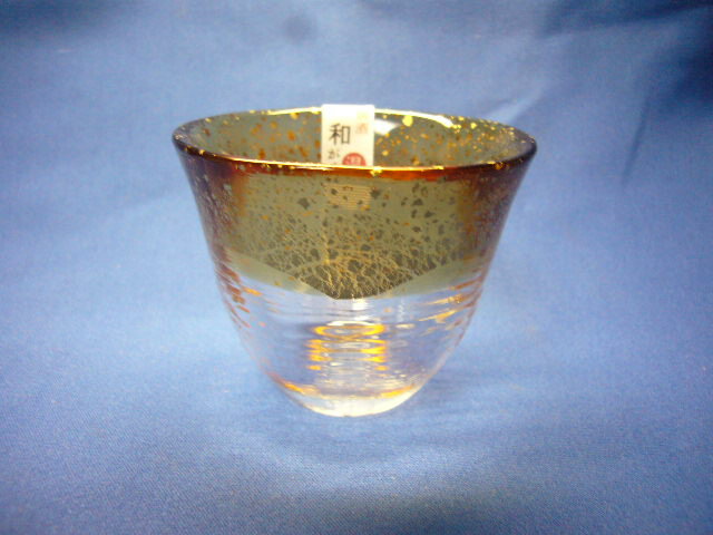 乐天商城 - 手作り和ガラス　ぐいのみ　琥珀　金箔