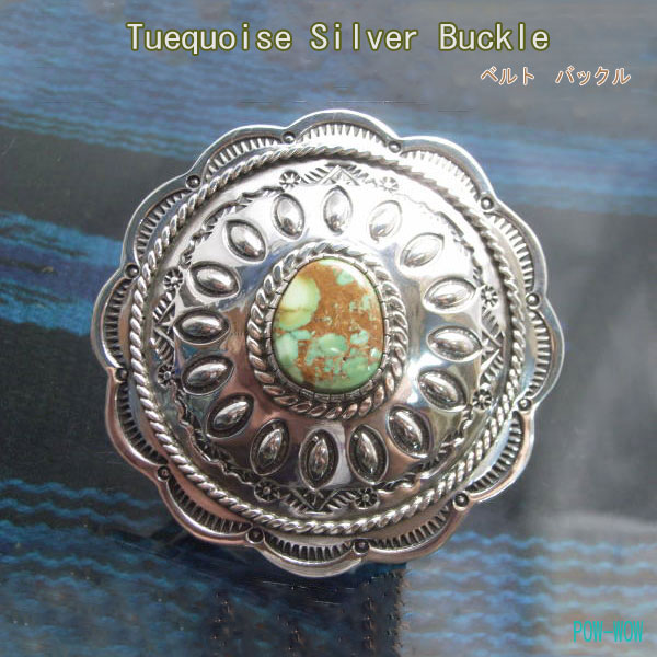 シルバーバックル【受注製作】激レア ロイストン コンチョスタイル スタンプワーク トルコ石 メンズ レディース ネイティブ(4)