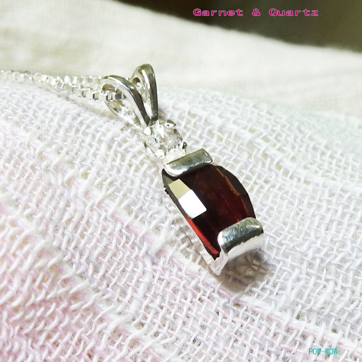 ガーネット クォーツ シルバーペンダント 925 チャーム ハンドメイド コンビネーション