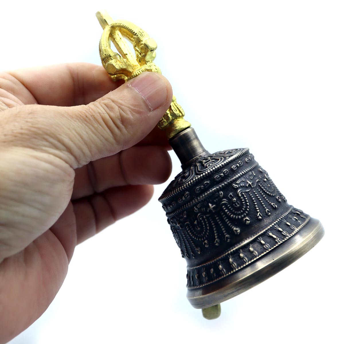 ネパール産 金剛鈴 12cmサイズ ハイクラス 7メタル仕様 五鈷鈴